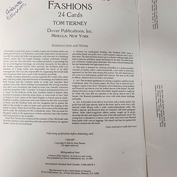 Southern Belles Fashions Postcards Collectable Paper Post Cards Book Tom Tierney - Picture 8 of 9